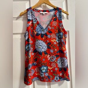 LOFT Red Floral Tank Top